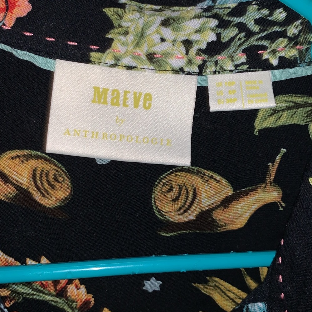 Anthropologie Maeve Whimsy Blouse Floral Bunnies Size 6P - Picture 5 of 7